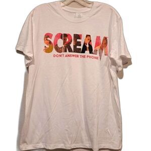 Scream Movie "Don't Answer The Phone" graphic t-shirt white unisex sz L NWOT